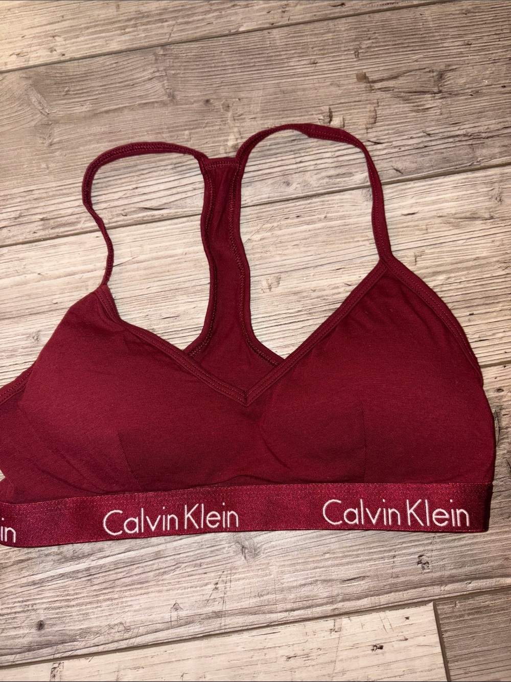 NWOT Calvin Klein Wine Racerback wireless Bralette